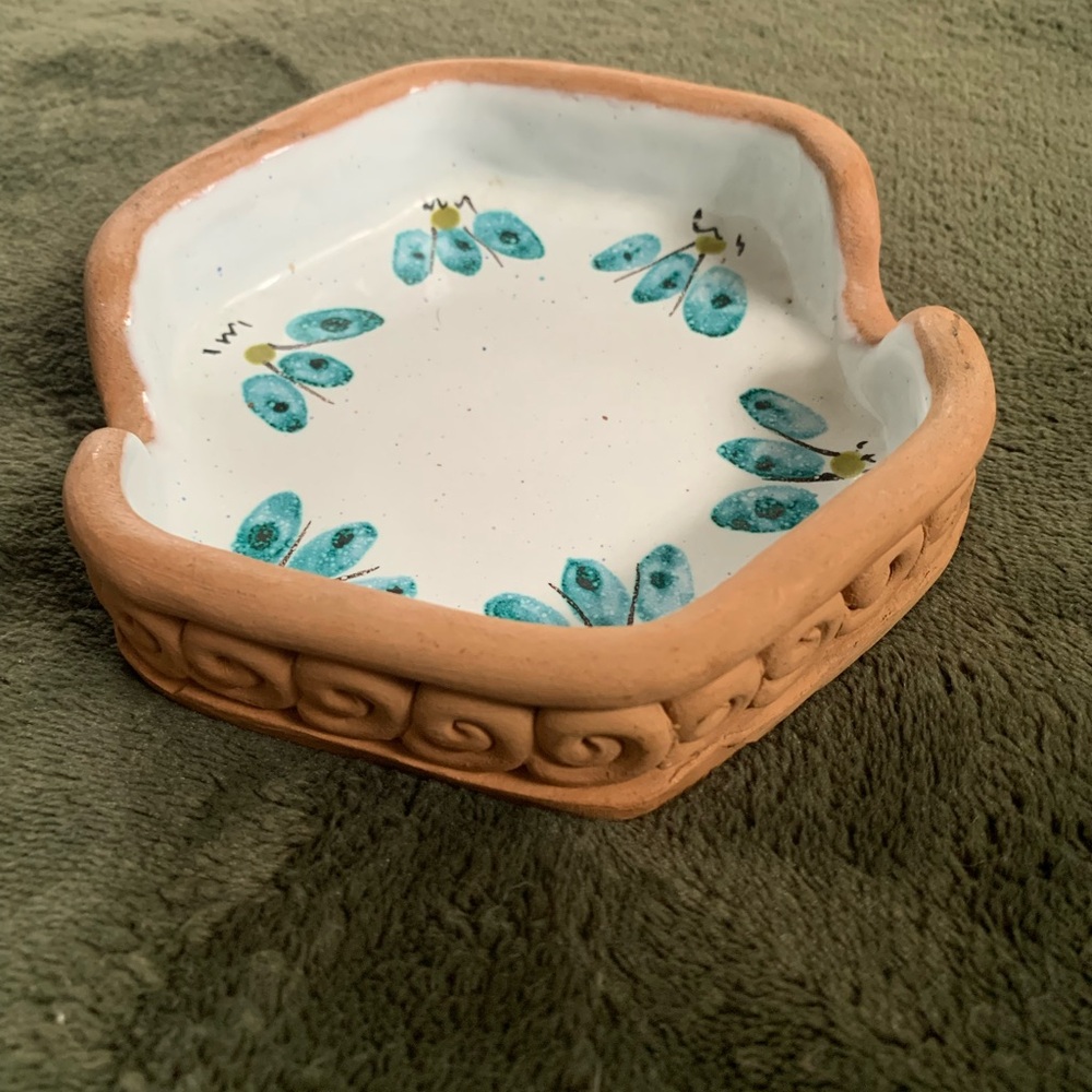 Il Tafano Italian Hand Painted Terra Cotta Olive Trinket Dish Italy